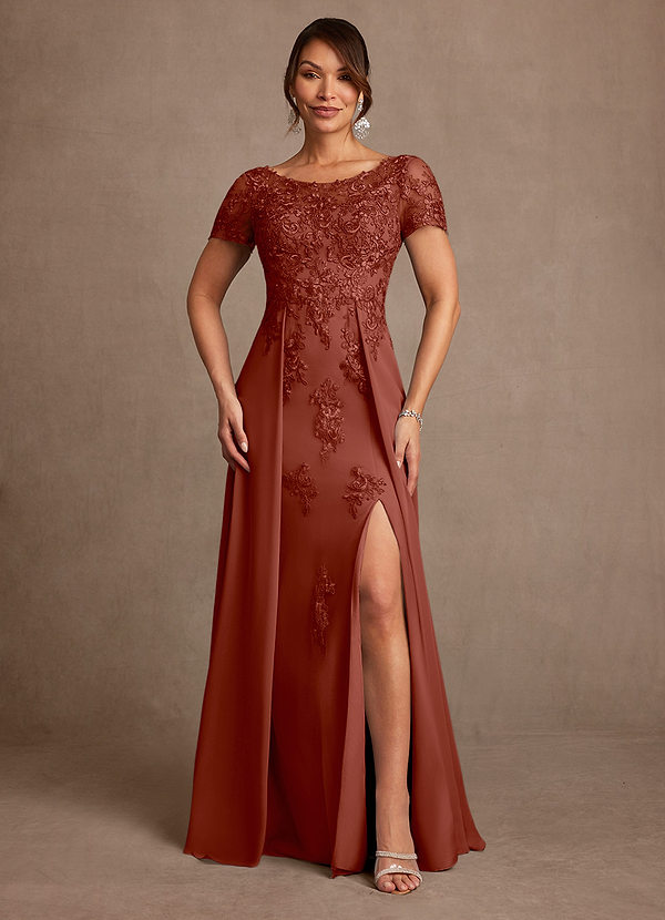 Azazie Alva Vestidos de Madre de la Novia Vestido de Castaño de Encaje de Corte en A image1