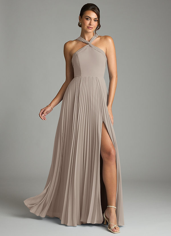 Azazie Afra Abiti da Damigella Abito A-Line in Chiffon Plissettato Gelo image1