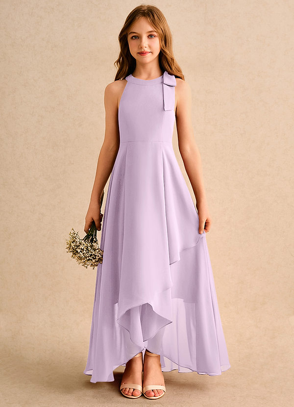 Azazie Boop Girls Formal Abiti da Ragazza di Fiori Abito A-Line in Chiffon Fiocco Lilla Glassato image1