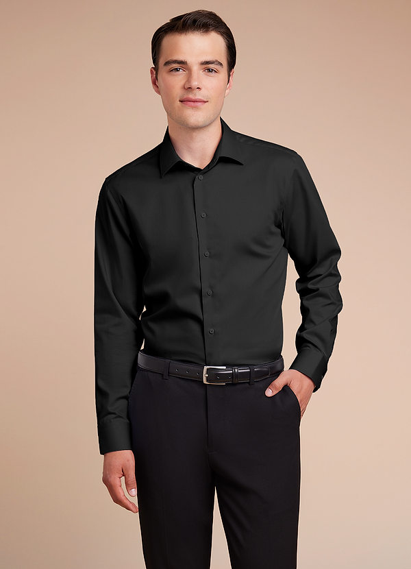 front Jermyn Black 100% Cotton Non-Iron Dress Shirt