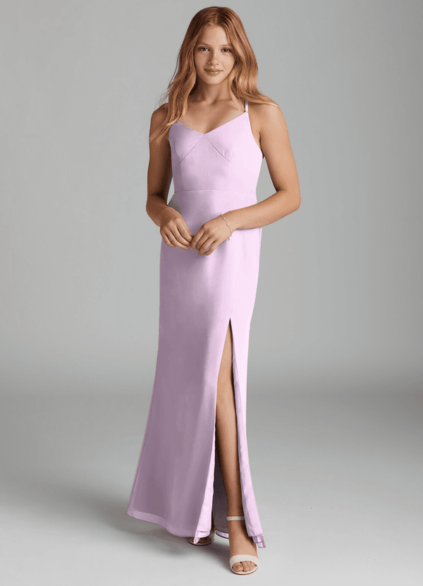 Azazie Becca Junior Robe Sirène en Mousseline de soie Frostiges Flieder image1