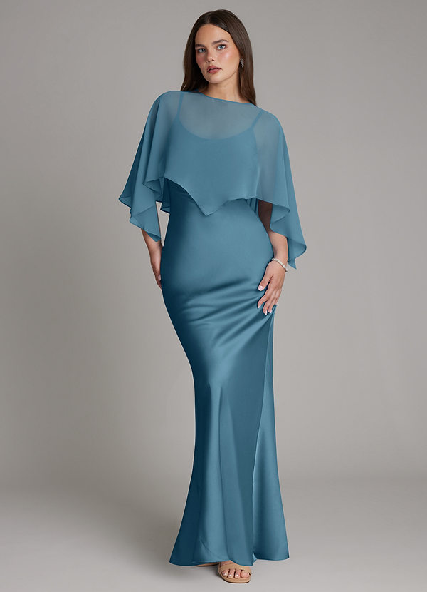 Azazie Ambra Bridesmaid Dresses Bermuda Mermaid Pleated Stretch Satin Dress image1