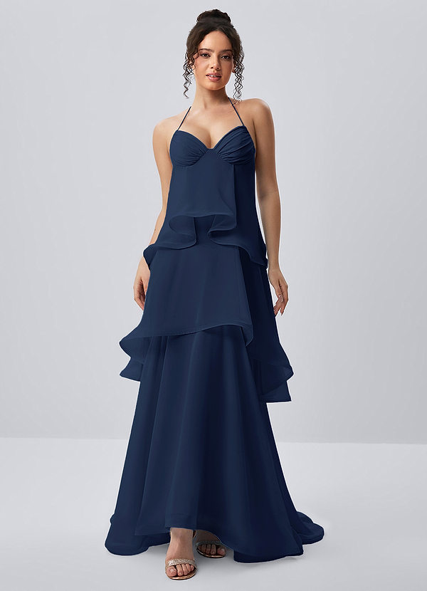 Eliaofen Marine A-Linien-Chiffon-Rüschen-Sonnenkleid image1