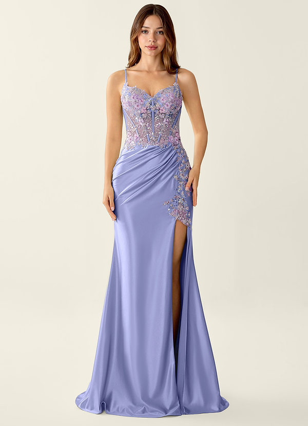 Araminta Lila Zeemeerminjurk met V-hals en vetersluiting op de rug image1