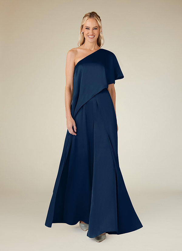 Azazie Hagretta Abiti da Mamma Sposa Abito Tuta Pantaloni in Raso Elasticizzato Marino Scuro image1