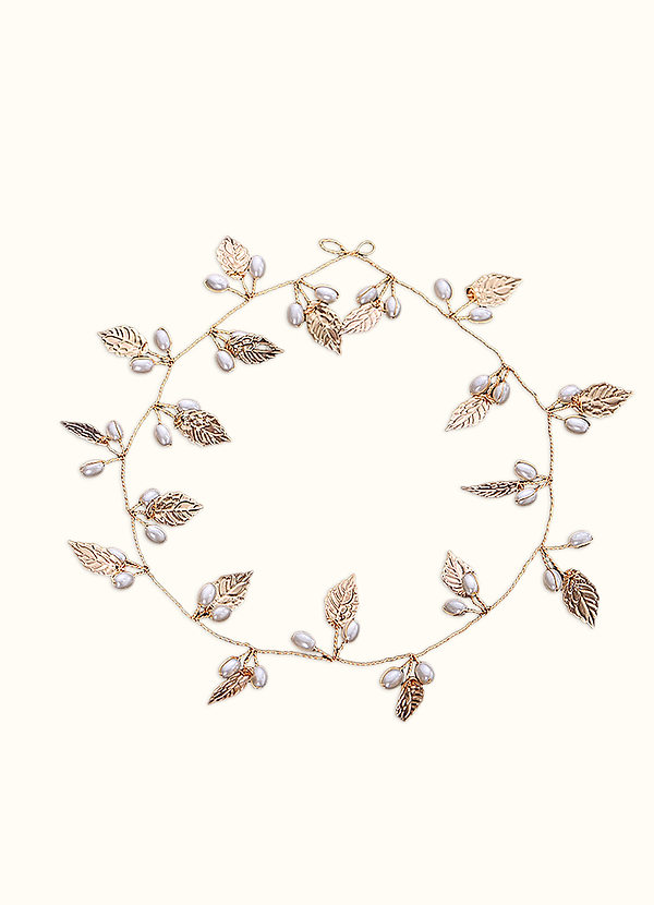 Gold Leaf Pearl Headband Headpieces Azazie