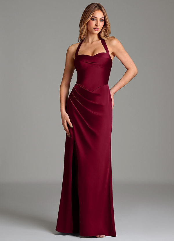 Azazie Serenity Bridesmaid Dresses Burgundy Mermaid Sweetheart Neckline Stretch Satin Dress image1