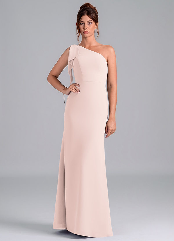 Azazie Rinna Bridesmaid Dresses Rose Petal Mermaid One Shoulder Chiffon Dress image1