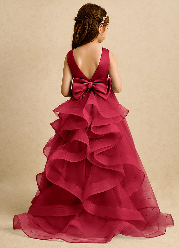 Azazie Lior Flower Girl Dresses Scarlet Ball-Gown Pleated Tulle Dress image1