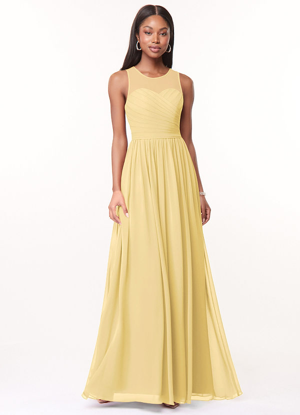 Azazie Nina Bridesmaid Dresses Butter A-Line Pleated Chiffon Dress image1