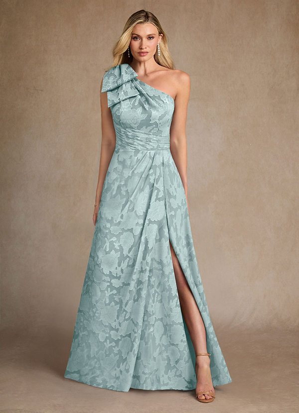 Azazie Easton Vestidos de Madre de la Novia Vestido de Neblina de Devorado Floral de Corte Princesa con Hombro unilateral image1