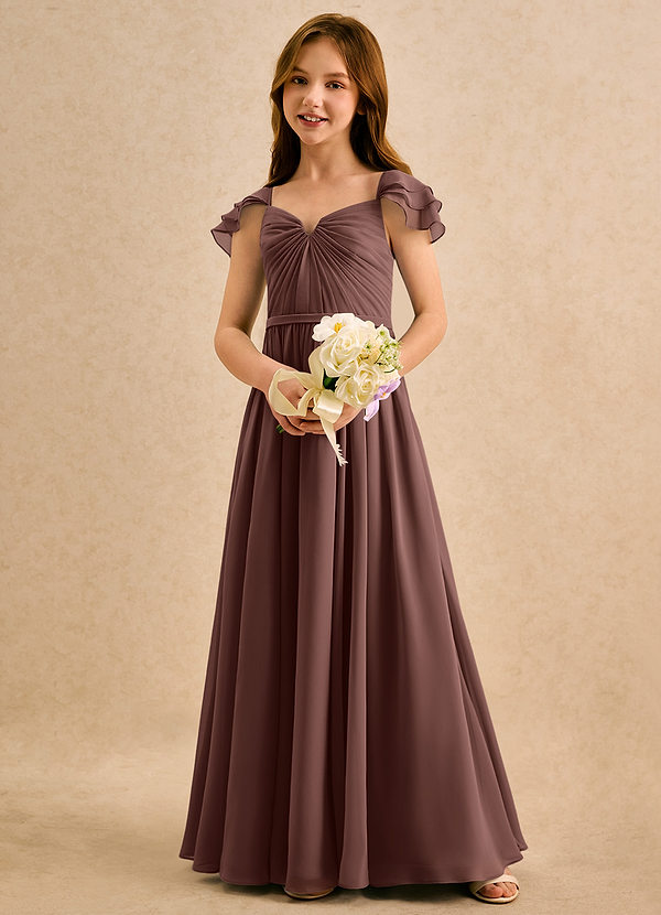 Azazie Meimei Girls Formal Vestidos de Niña de Flores Vestido de Expresado de Gasa de Corte en A con Plisado image1