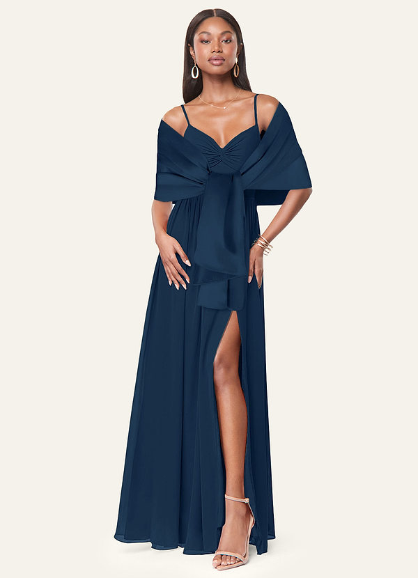 front Azazie Matching Color Aleena Matte Satin Shawl