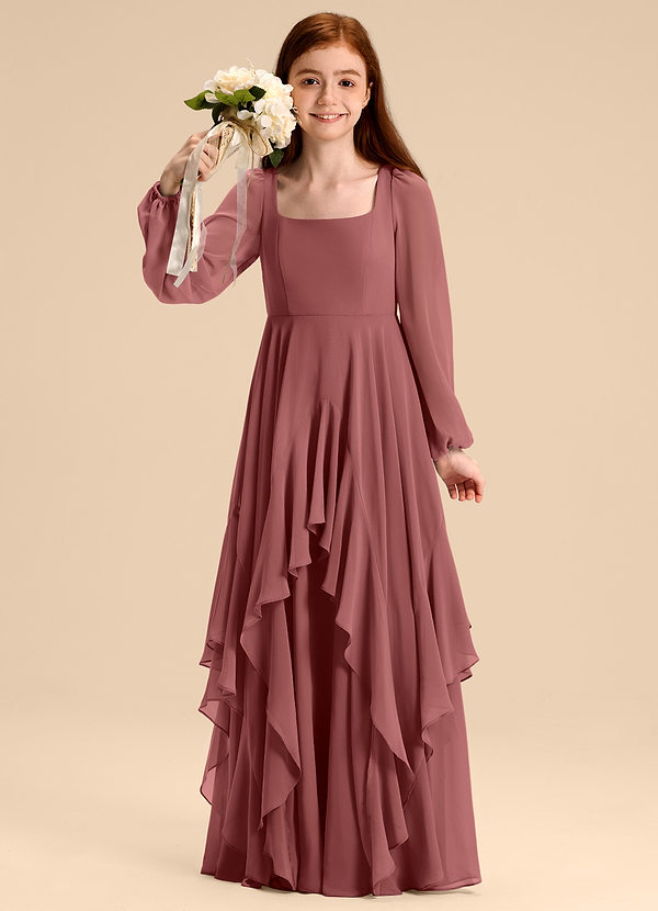 Azazie Clara Junior Abito A-Line in Chiffon Blusa Ametista image1