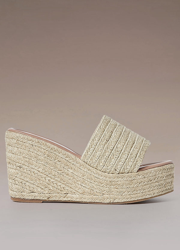 Apricot Natural Handmade Straw Wedge Sandals Shoes | Azazie