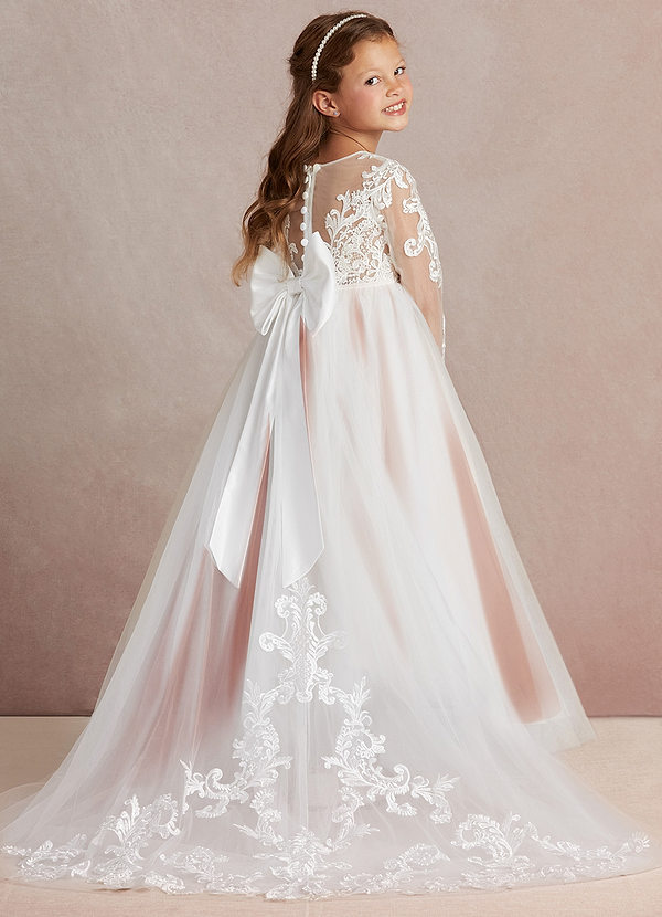Azazie Elodie Blumenkinder Kleider Ballkleid Spitze Kleid Elfenbein Paprika image1