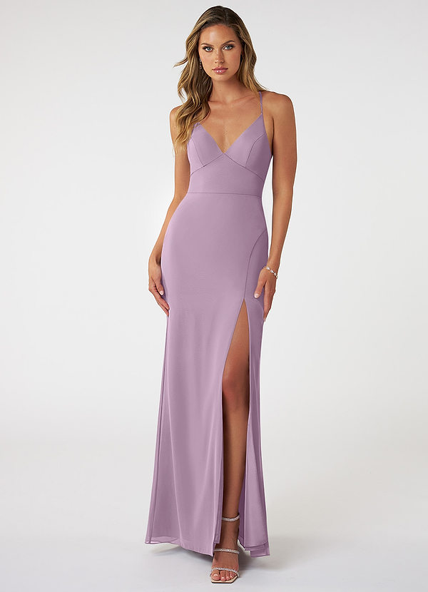 Lace Applique Top Long Bridesmaid Gown Wisteria