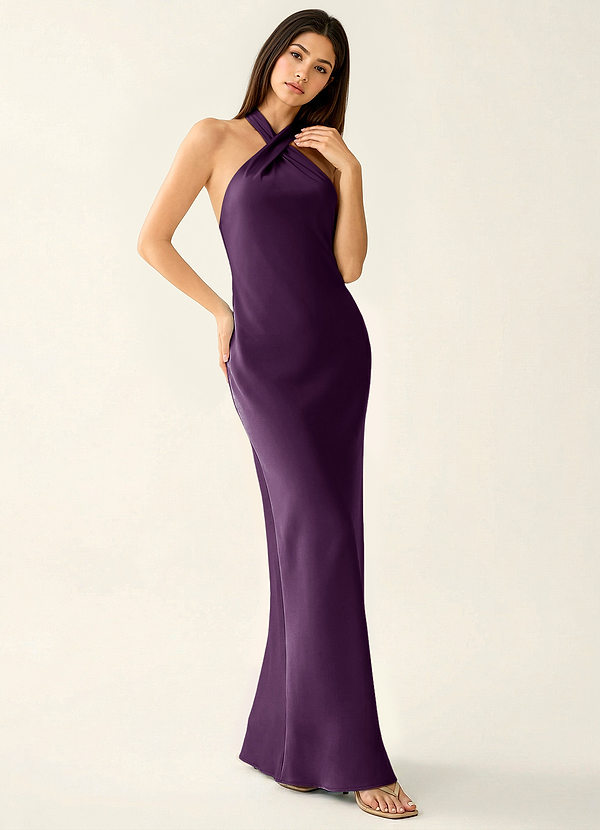 Manllanda Winogrono Suknia balowa z satyny z kokardkami image1