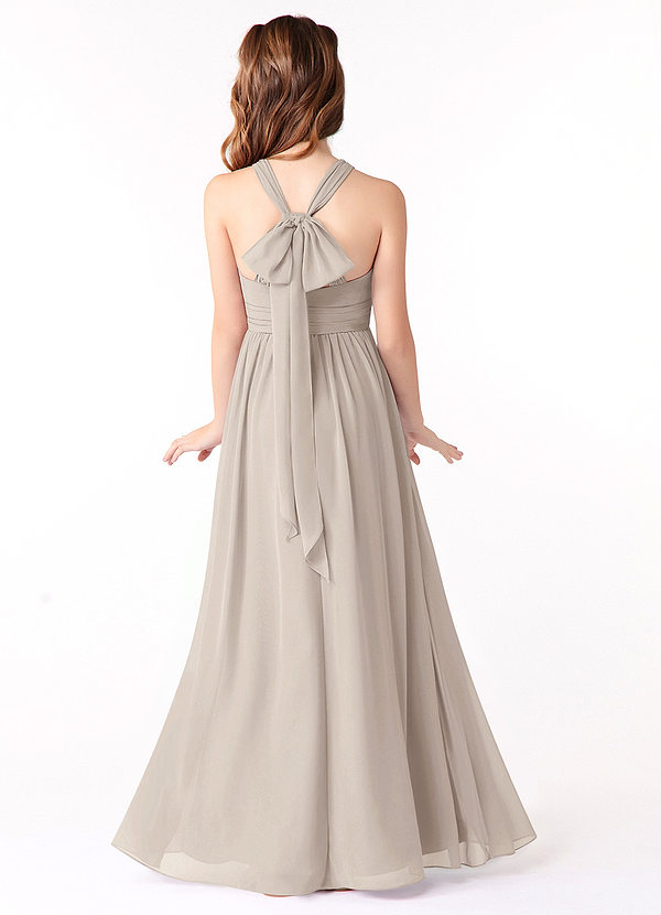 Azazie Jaylah Junior Vestido Geada de Chiffon de Linha A com Ruched image1