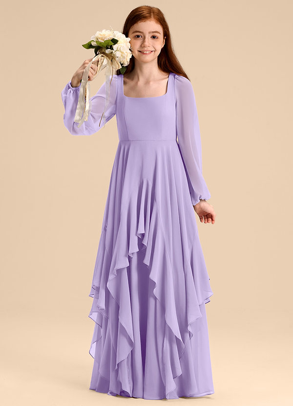 Azazie Clara Junior Abito A-Line in Chiffon Blusa Lilla image1