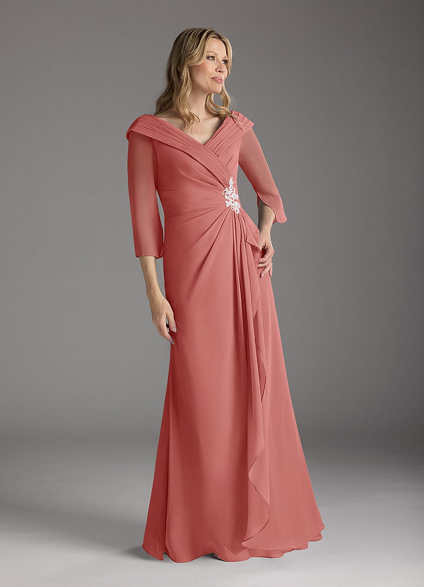 Azazie Jaycee Klänningar till brudens mor Klä A-Line i Chiffong Antik Ros image1