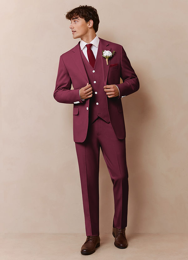 front James Burgundy Structured Stretch 3-piece suit