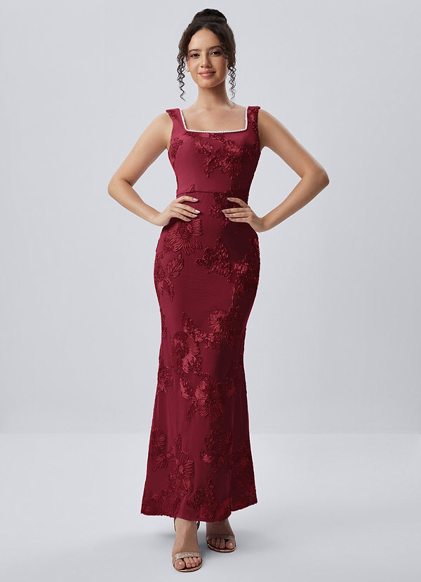 Juliette Borgoña Vestido de sirena con encaje y abalorios image1