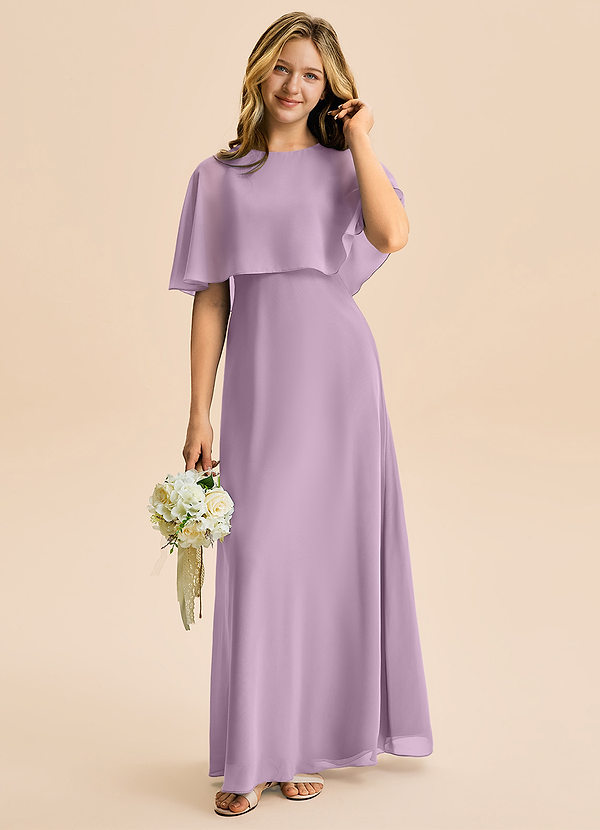 Azazie Maris Junior Abito A-Line in Chiffon Glicine image1