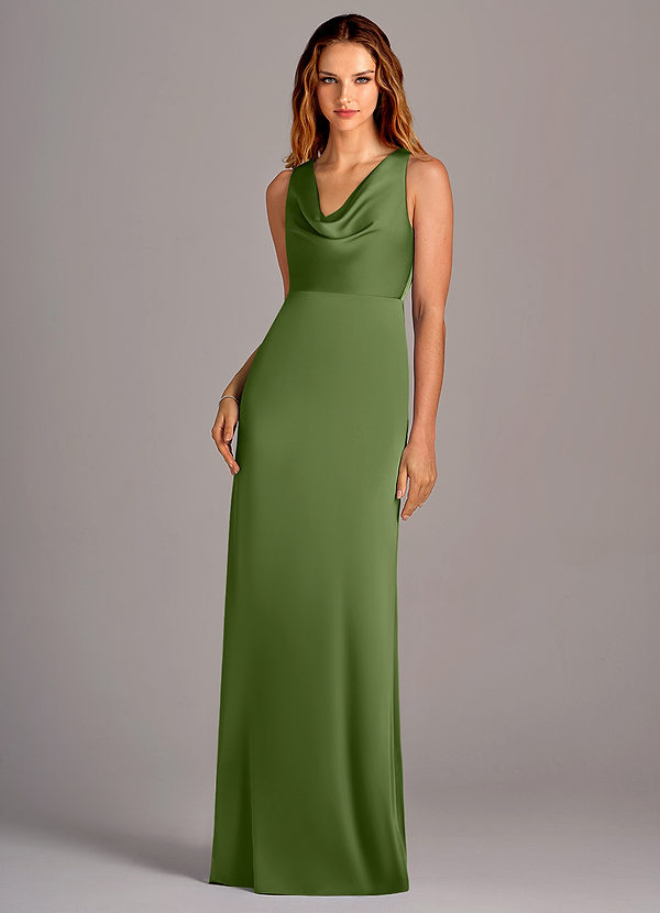 Azazie Wrenlee Bridesmaid Dresses Juniper A-Line Stretch Satin Dress image1