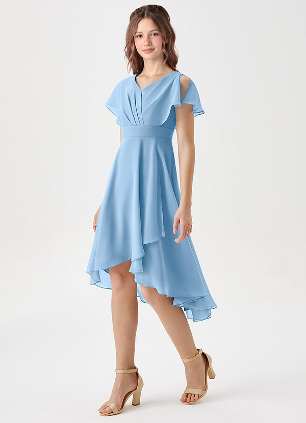 Azazie Graciela Junior Powder Blue A-Line Pleated Chiffon Dress image1