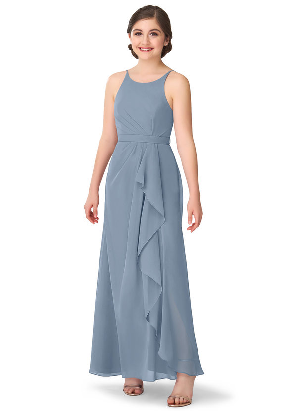 Dusty Blue Azazie Cassandra Junior Bridesmaid Dresses | Azazie