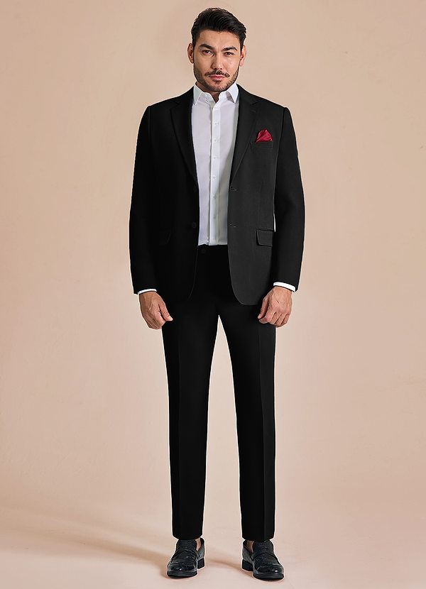 front James Black Structured Stretch Suit