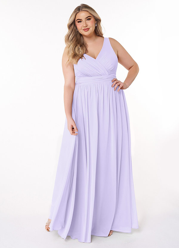 Azazie Kora Bridesmaid Dresses Lilac A-Line Pleated Chiffon Dress image1