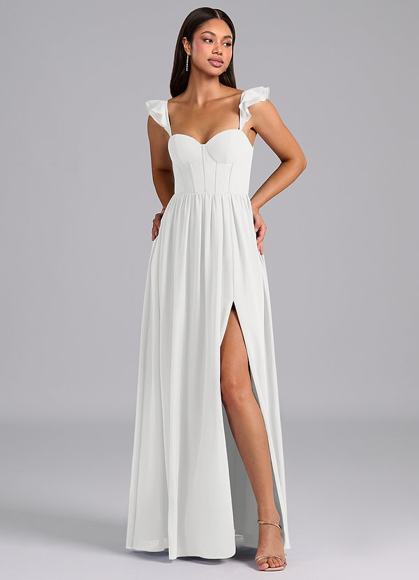 Azazie Denisse Suknie dla druhen Linia A Marszczony Szyfon Do ziemi Sukienka image1