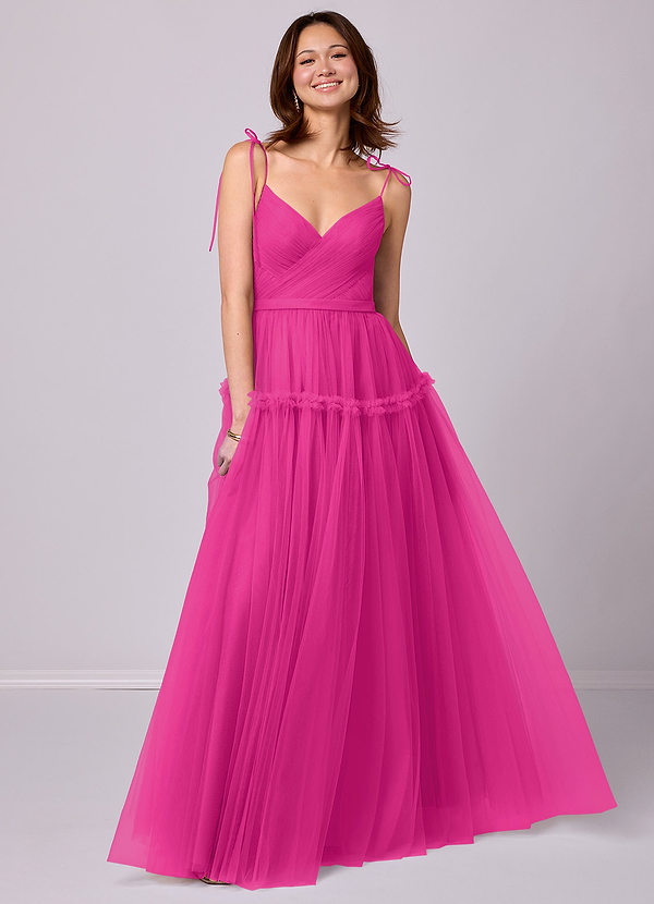 Barbie ♥ Azazie Bridesmaid Dresses Abito A-Line Tulle Lunghezza del piano image1