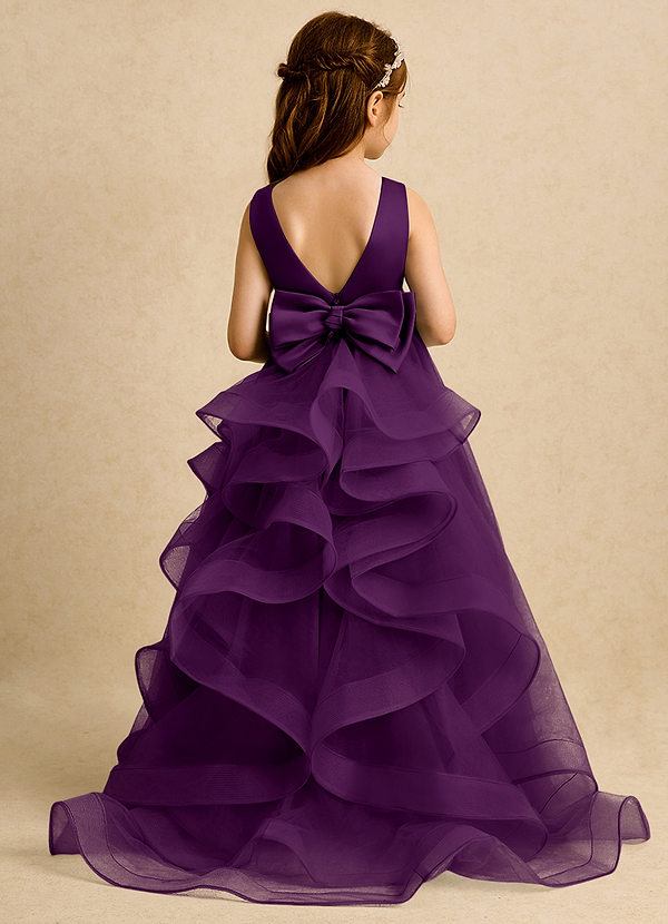 Azazie Lior Robes de Fillette d'Honneur Robe Princesse en Tulle Plissée Grain De Raisin image1