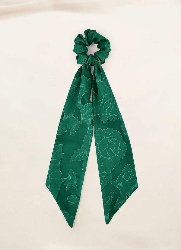 front Matching Color Floral Burnout Hair Scarf Scrunchie