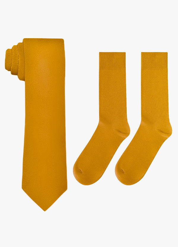 front Passendes Set aus breiter Krawatte aus mattem Satin und Baumwollsocken