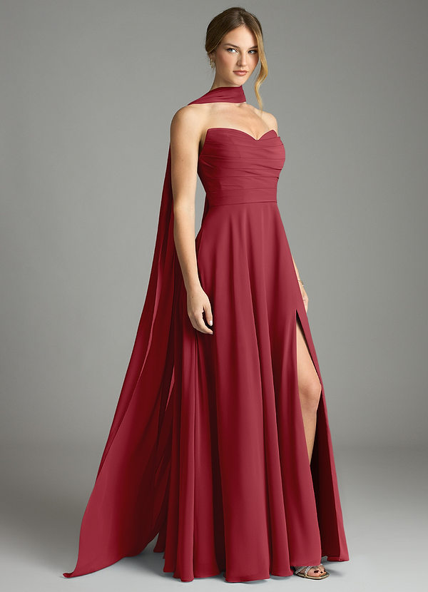 Azazie Ayla Abiti da Damigella Abito A-Line in Chiffon Scollo a Cuore Melograno image1