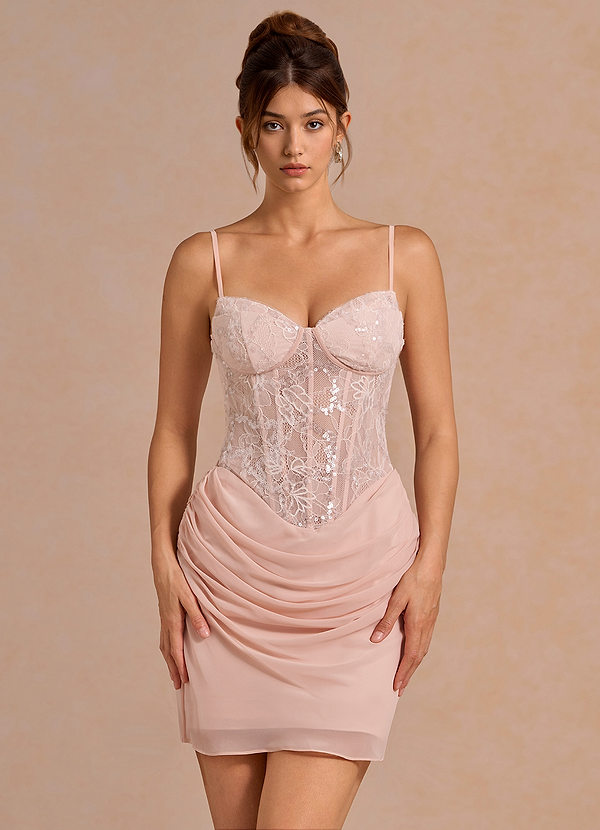Genevieve Blushing Pink Sequin Mini Dress image1