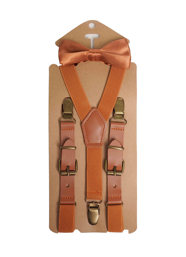 front Boys' Satin Bow Tie and Suspender Two-Piece Set