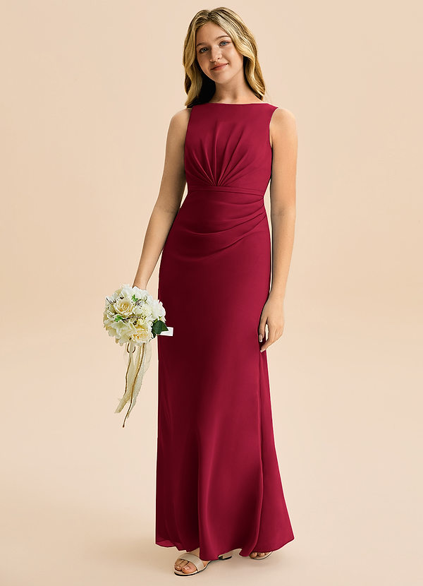 Azazie Floris Junior Klä av A-Line i Chiffong Plisserad image1