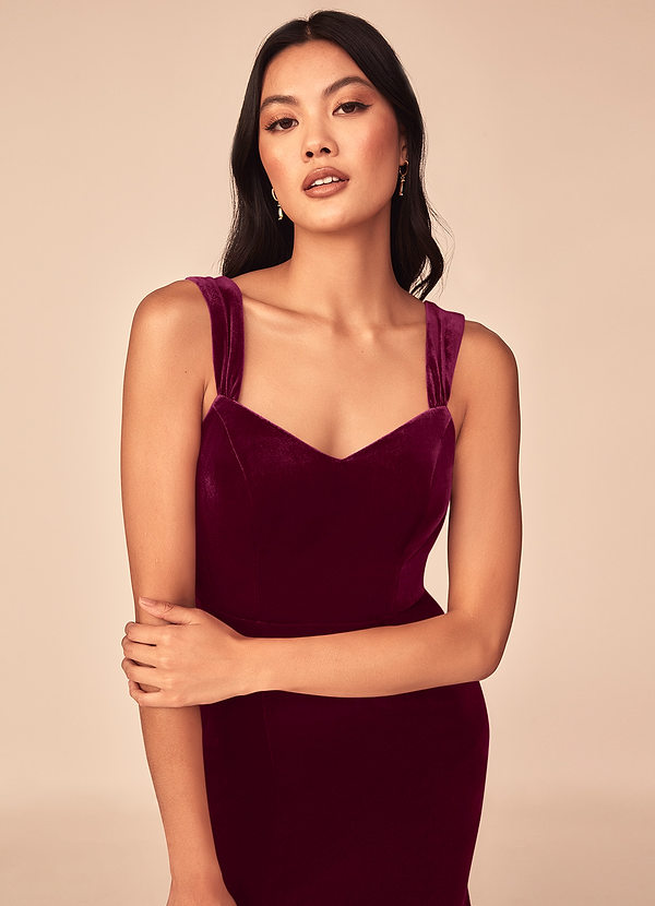 Azazie Lanessa Velvet Dress back