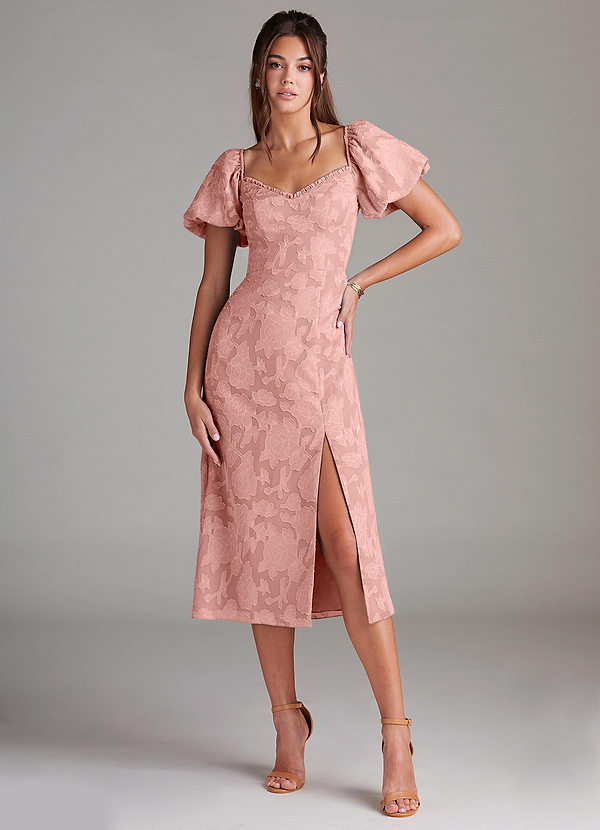Azazie Evalina Robes Demoiselle d'honneur Robe Fourreau en Blumen-Burnout Rosette image1