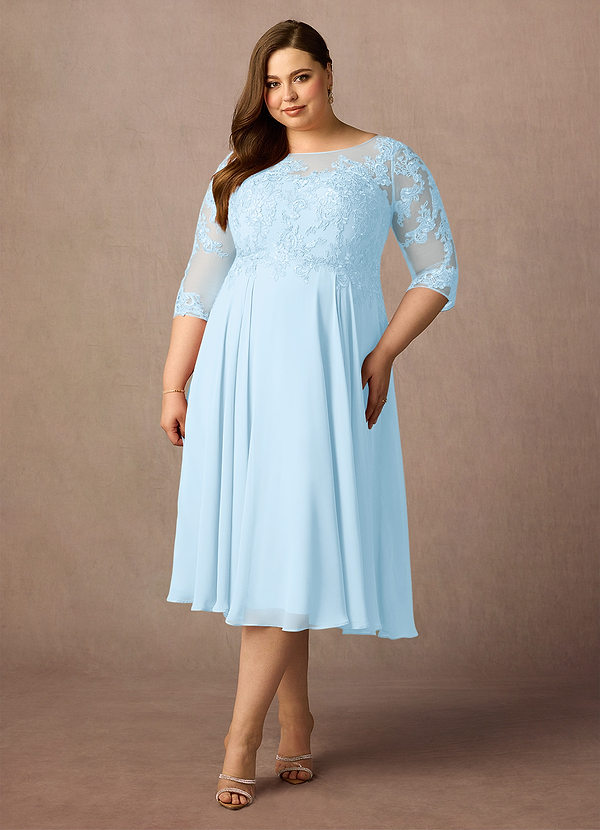 Azazie Marge Mother of the Brides Dresses Sky Blue A-Line Scoop Lace Chiffon Dress image1