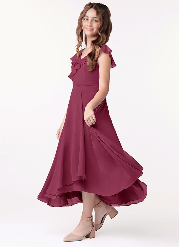 Azazie Posie Junior Mulberry A-Line Ruched Chiffon Dress image1