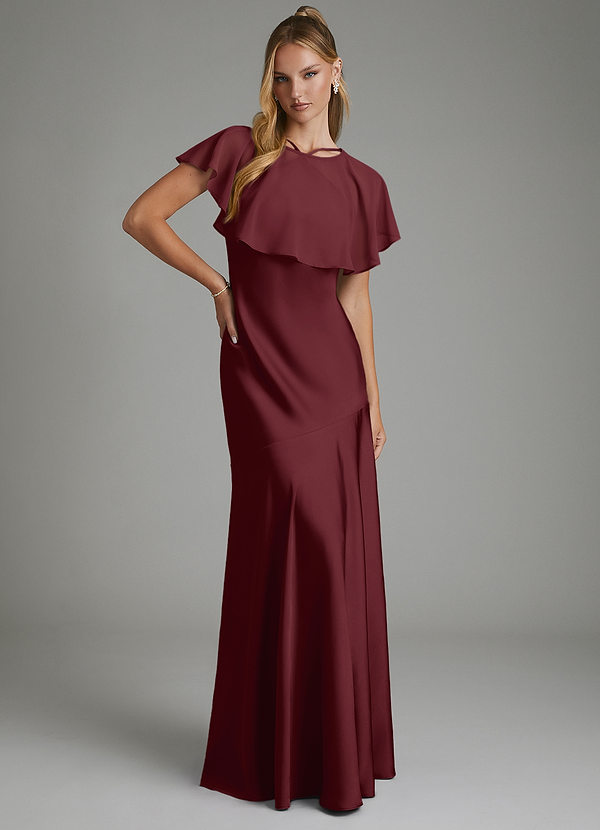Carly Bridesmaid Dresses Cabernet Mermaid Pleated Stretch Satin Convertible Dress image1