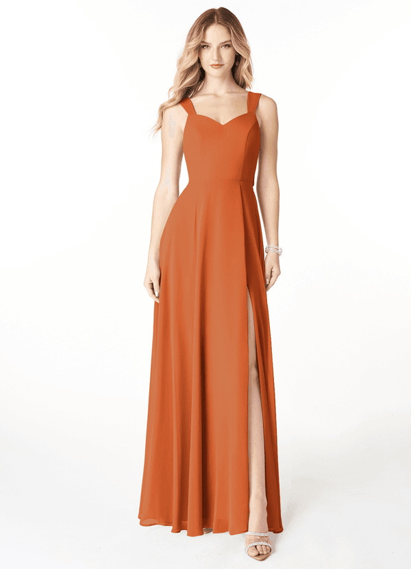 Azazie Julie Bridesmaid Dresses Cinnamon A-Line Sweetheart Neckline Chiffon Dress image1