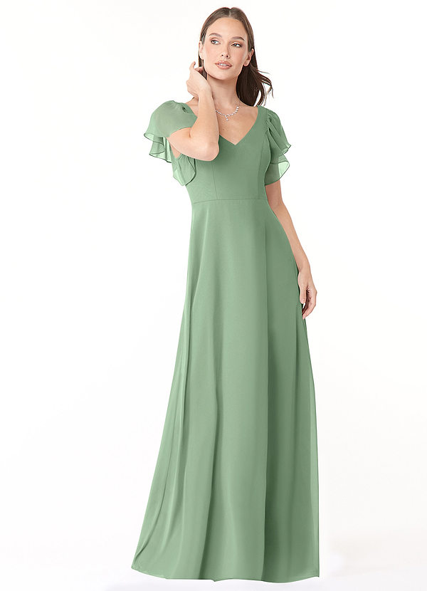 Azazie Syenna Bridesmaid Dresses Matcha A-Line Ruched Chiffon Dress image1
