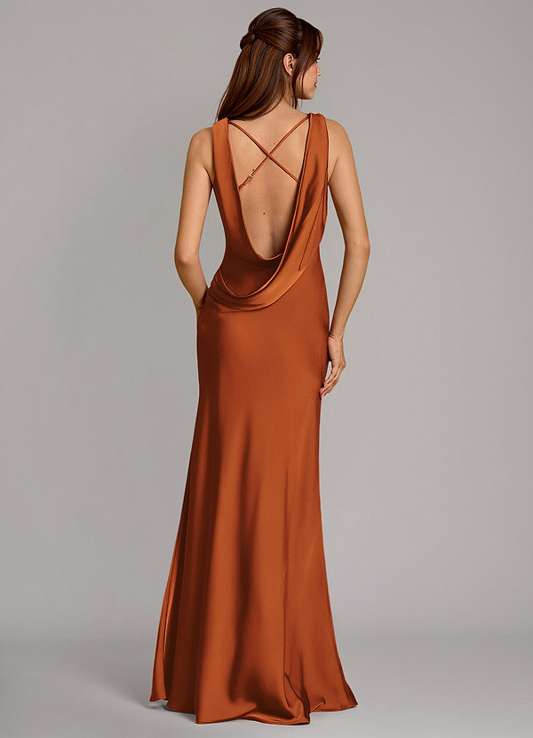 Azazie Cheryl Vestidos Dama de Honor Vestido de Canela de Satén Elástico de Corte Sirena image1